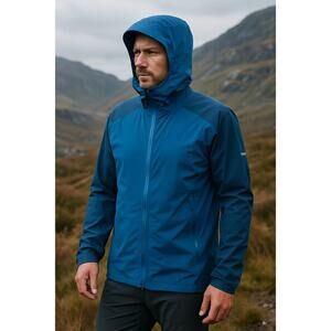New Rab Kinetic Alpine 2.0 Jacket XXL Blue Softshell Hooded BuildGroup Logo